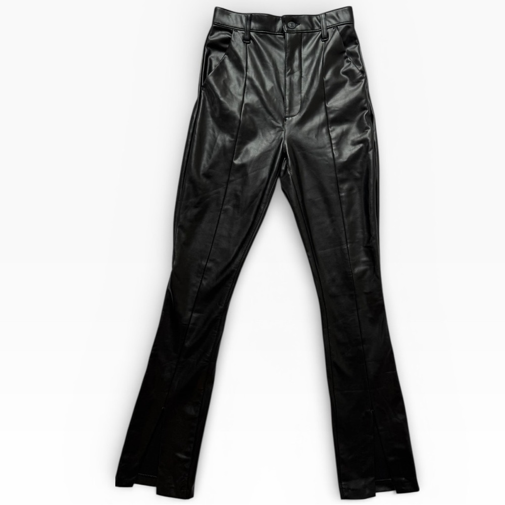 Abercrombie & Fitch black vegan leather flare pants Size 25/ 0​